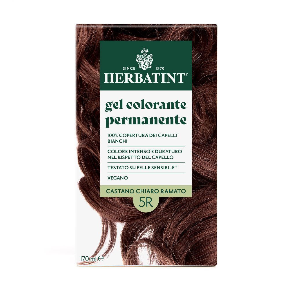 Herbatint Gel Colorante Permanente 5R Castano Chiaro Ramato. Formula vegana.