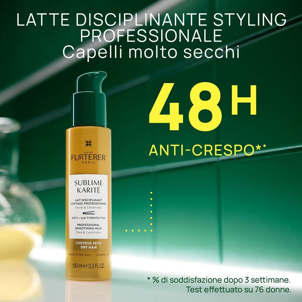 Flacone Latte disciplinante Sublime Karité René Furterer, protezione anti-crespo 48h.