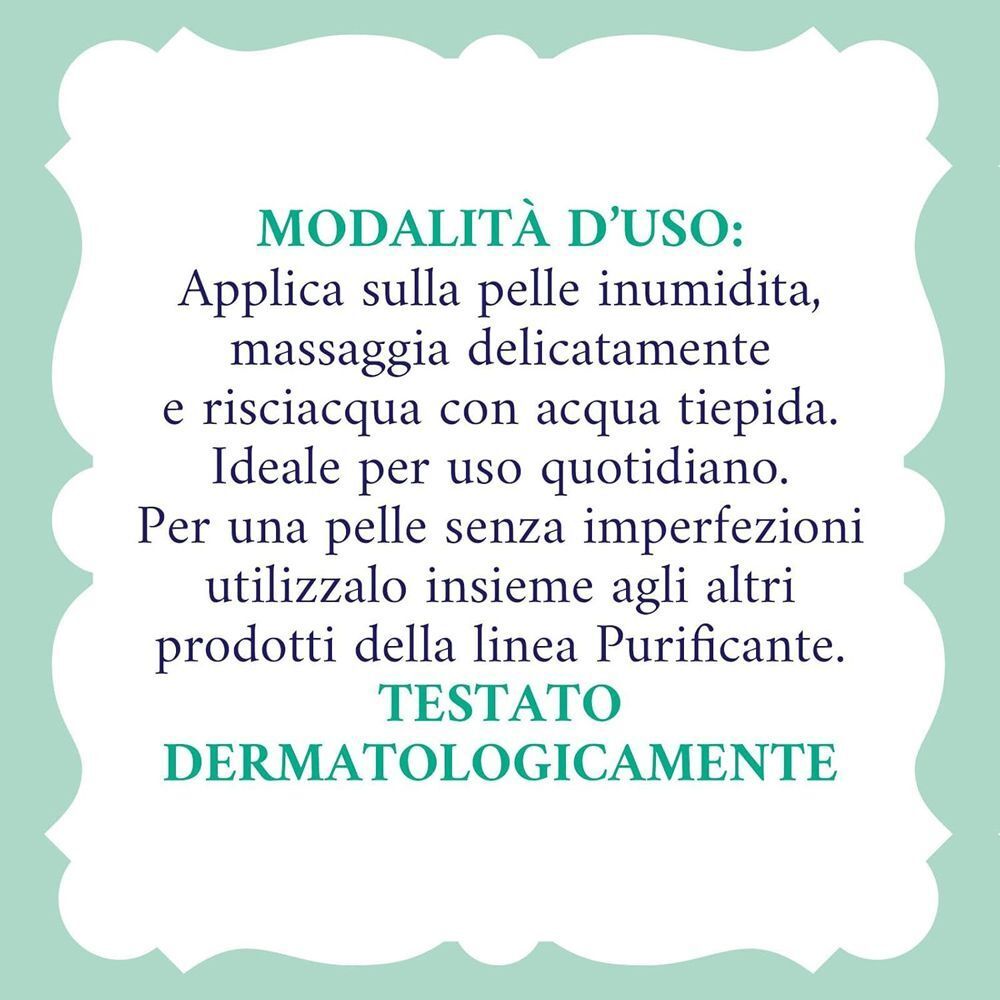 Vista dettagliata del testo sulle modalità d'uso sul retro di un flacone di Acqua alle Rose Gel Laviso Purificante.