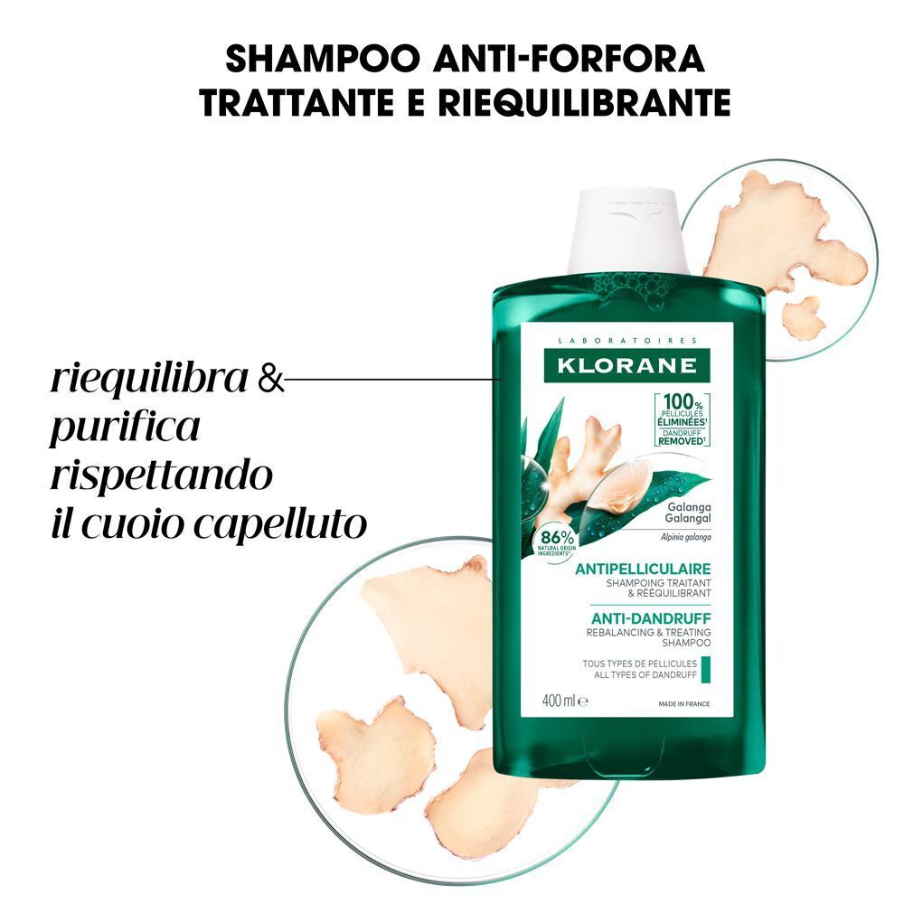 Shampoo Klorane Anti-Forfora alla Galanga, 400 ml.