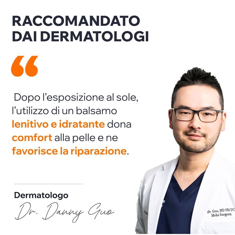 Ritratto di un dermatologo che raccomanda il Balsamo Uriage Bariésun.