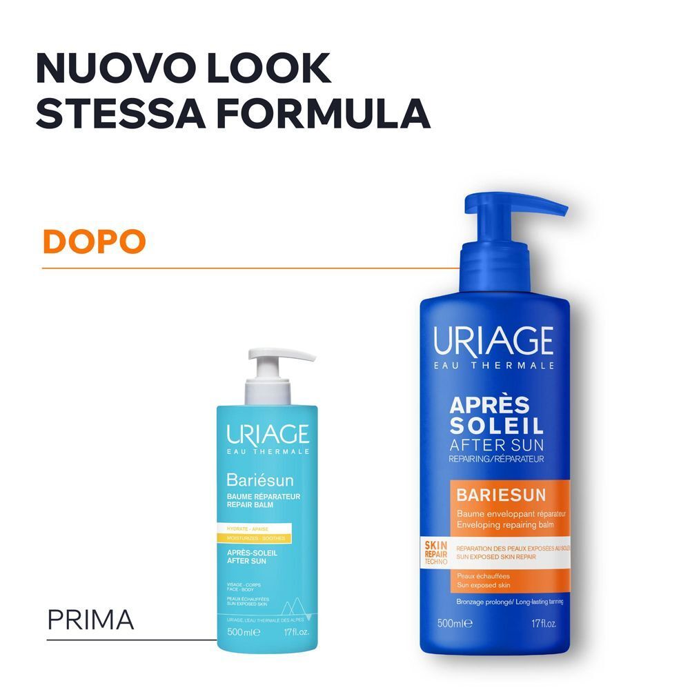 Confronto Balsamo Doposole Uriage Bariésun: 'Prima' (piccolo) e 'Dopo' (grande).