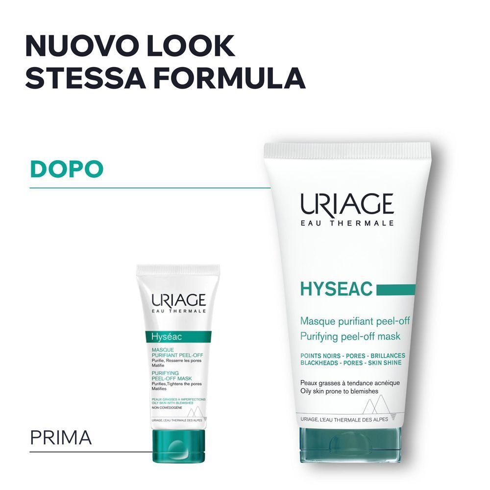 Maschera Uriage Hyseac: confronto prima/dopo mostra il nuovo design della confezione.
