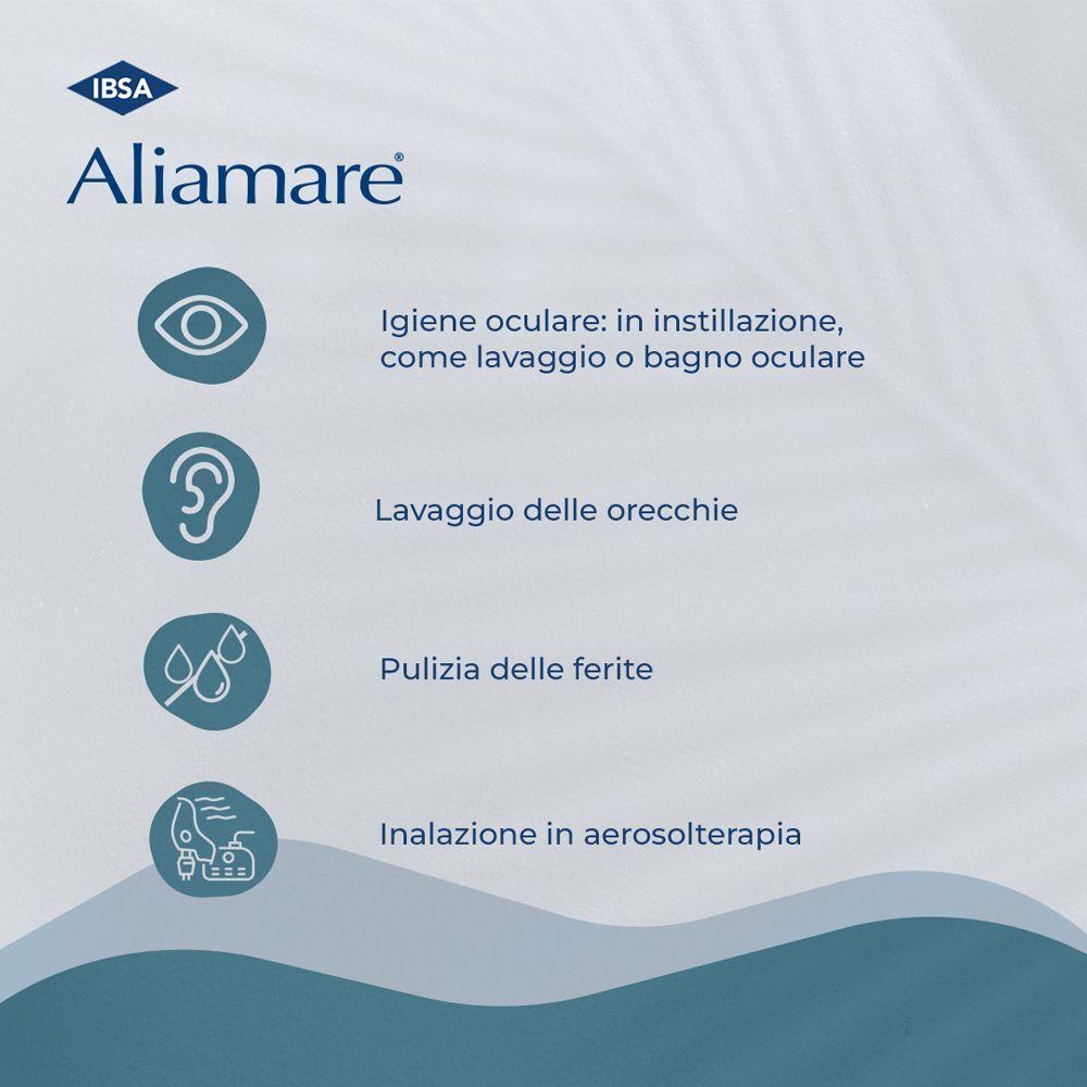 Aliamare Flaconcini: Soluzione fisiologica sterile per occhi, orecchie, ferite e aerosolterapia.
