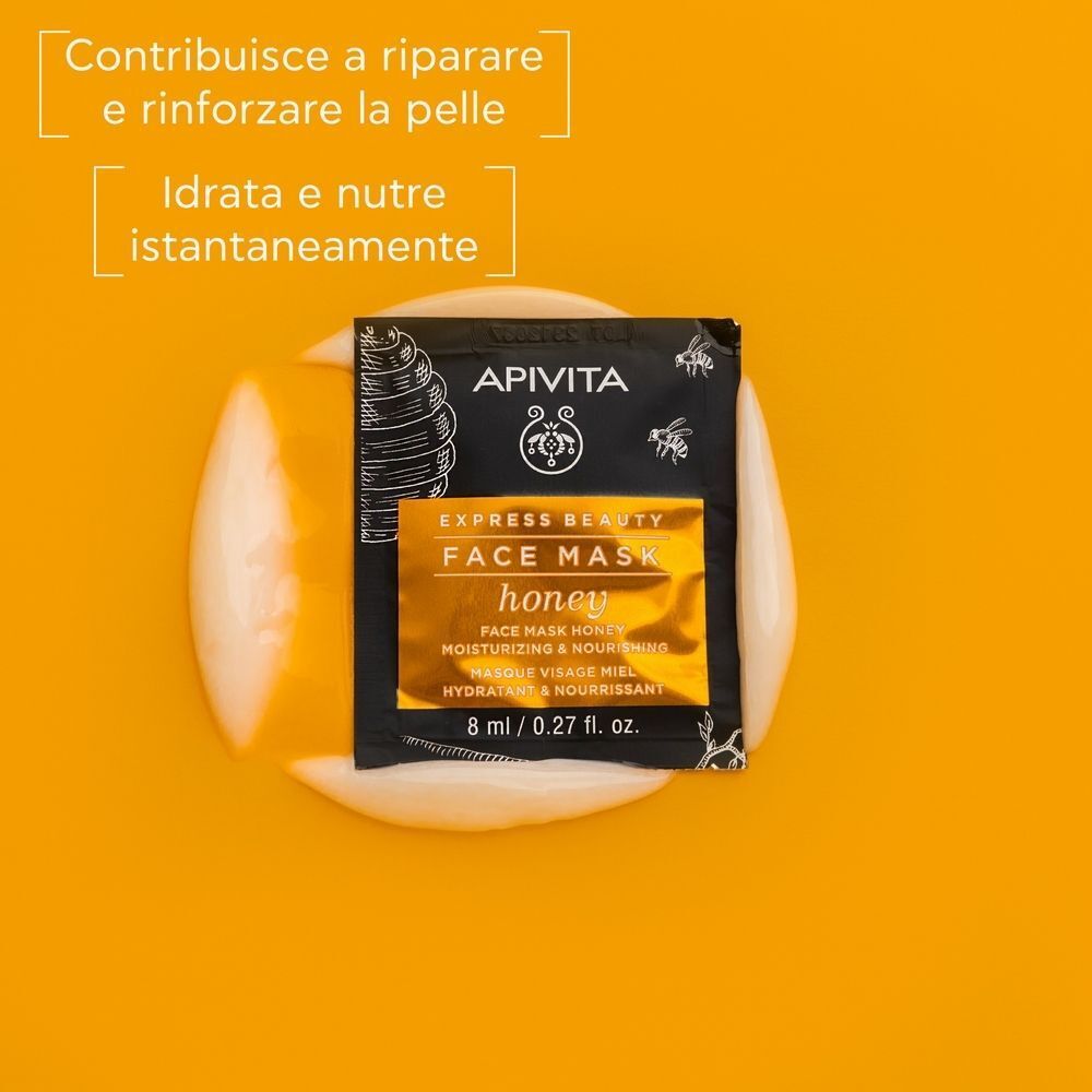 Bustina di maschera viso miele APIVITA EXPRESS BEAUTY su base cremosa.