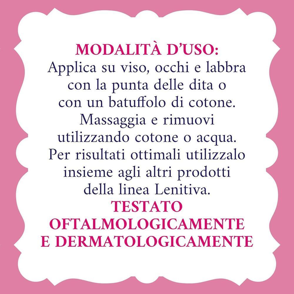 Modalità d'uso e test oftalmologici e dermatologici per il latte detergente.