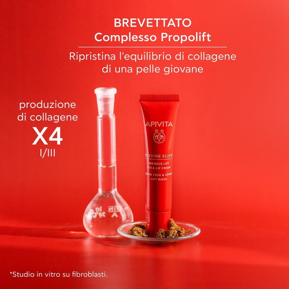 Crema Apivita Beevine Elixir con strumento da laboratorio ed estratto di propoli.