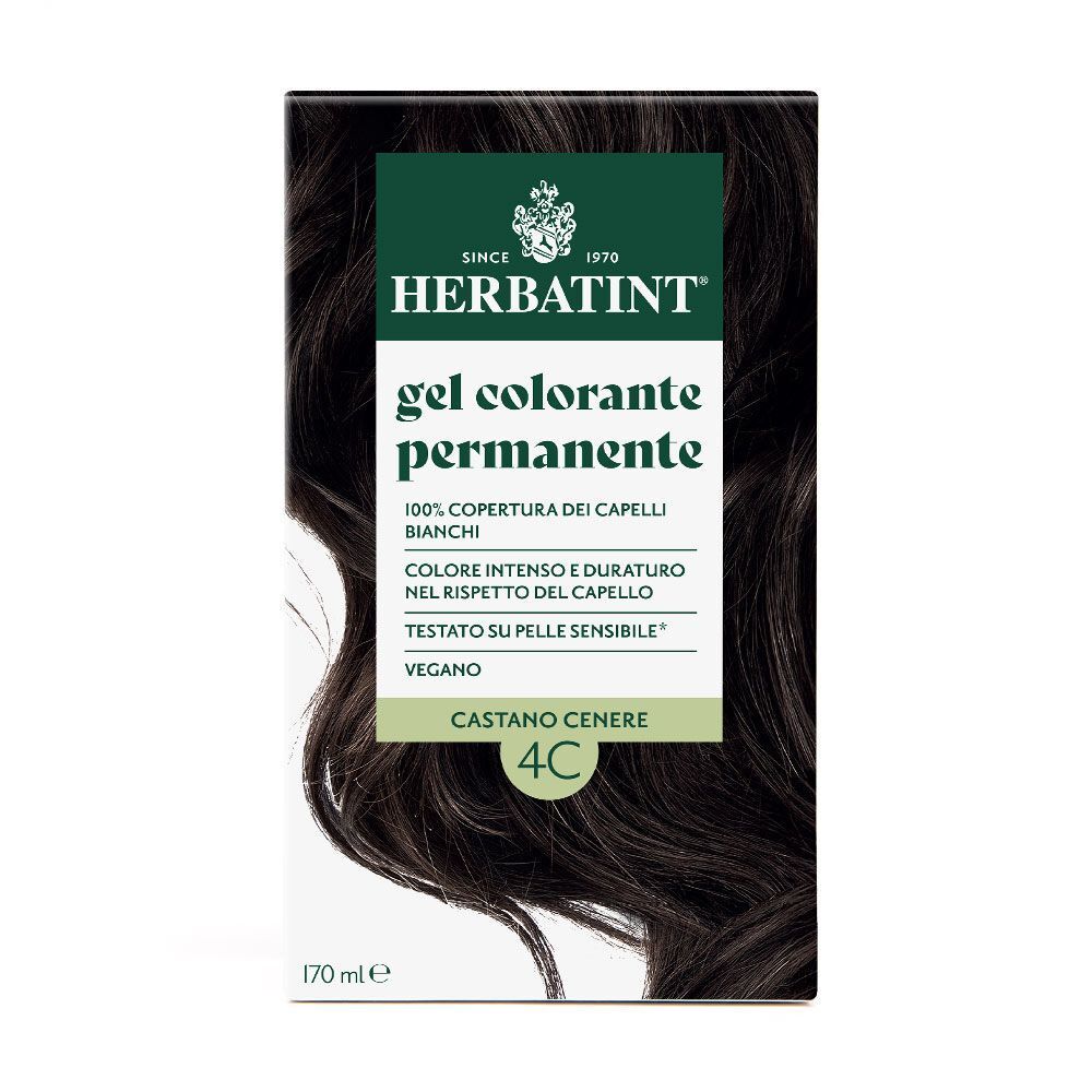 Herbatint 4C Castano Cenere colorazione permanente, fronte della confezione.