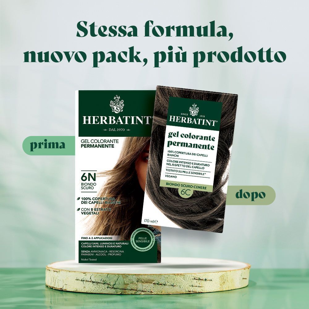 Confronto Herbatint Gel Colorante Permanente 6N e 6C Biondo Scuro Cenere.