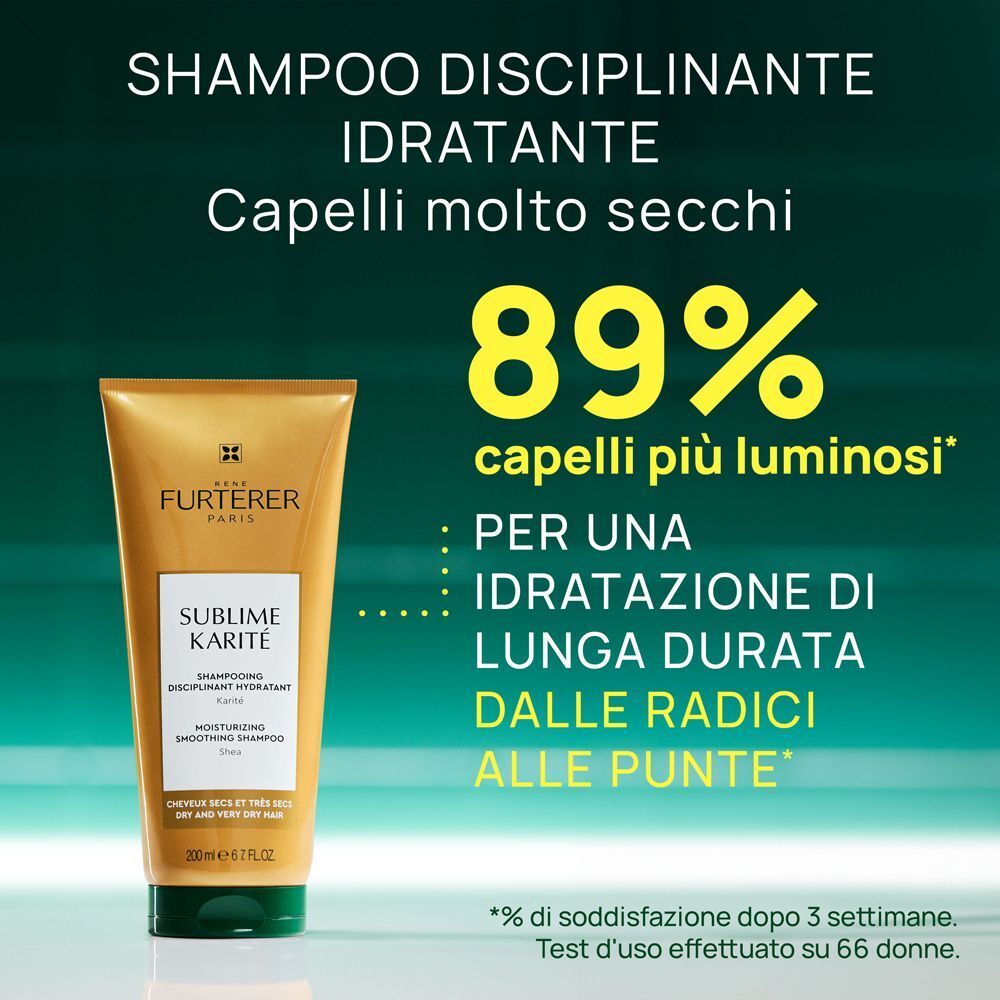 Shampoo René Furterer Sublime Karité per capelli molto secchi, 89% capelli più luminosi.