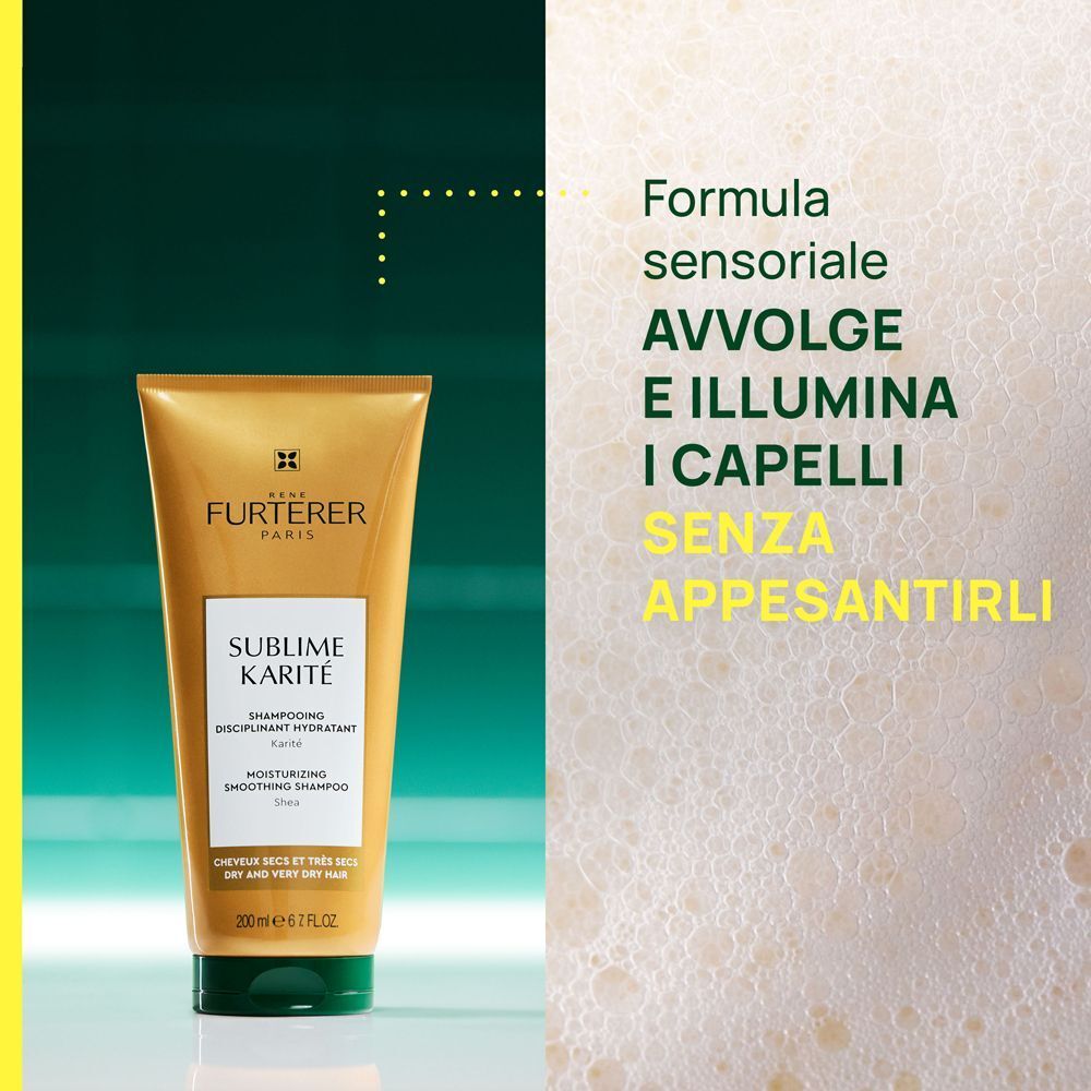 Shampoo René Furterer Sublime Karité: formula sensoriale avvolge e illumina i capelli.