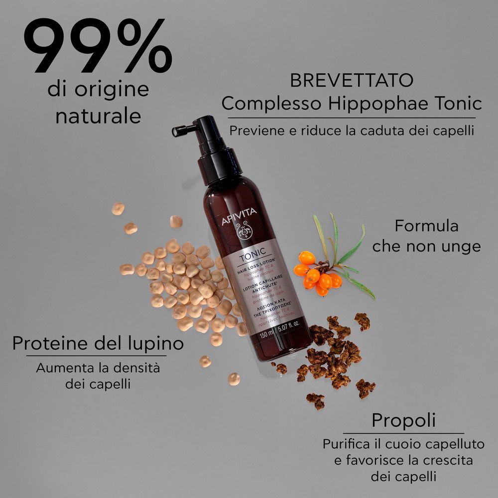 Lozione APIVITA TONIC con Complesso Hippophae Tonic, proteine di lupino e propoli. 99% di origine naturale.