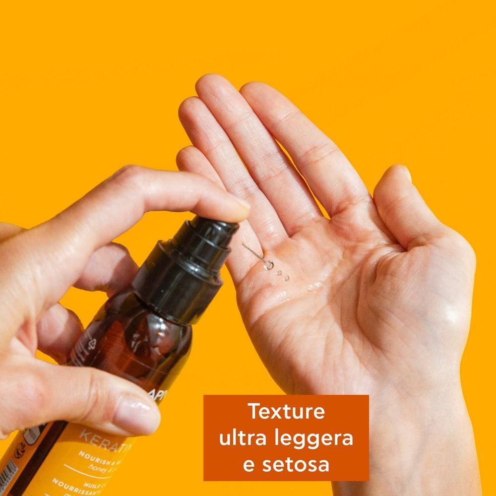 Olio capelli APIVITA Keratin Repair: 50% riciclato, 100% riciclabile.