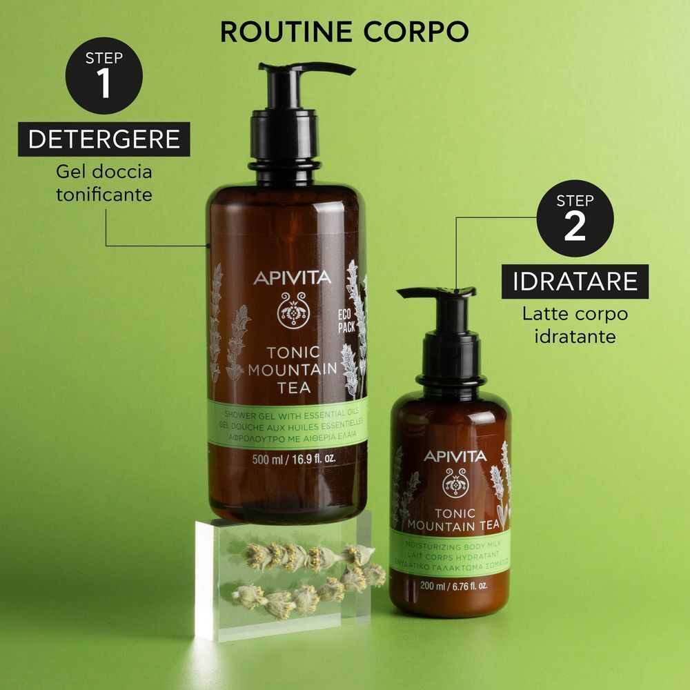 Gel doccia APIVITA TONIC MOUNTAIN TEA e latte corpo.
