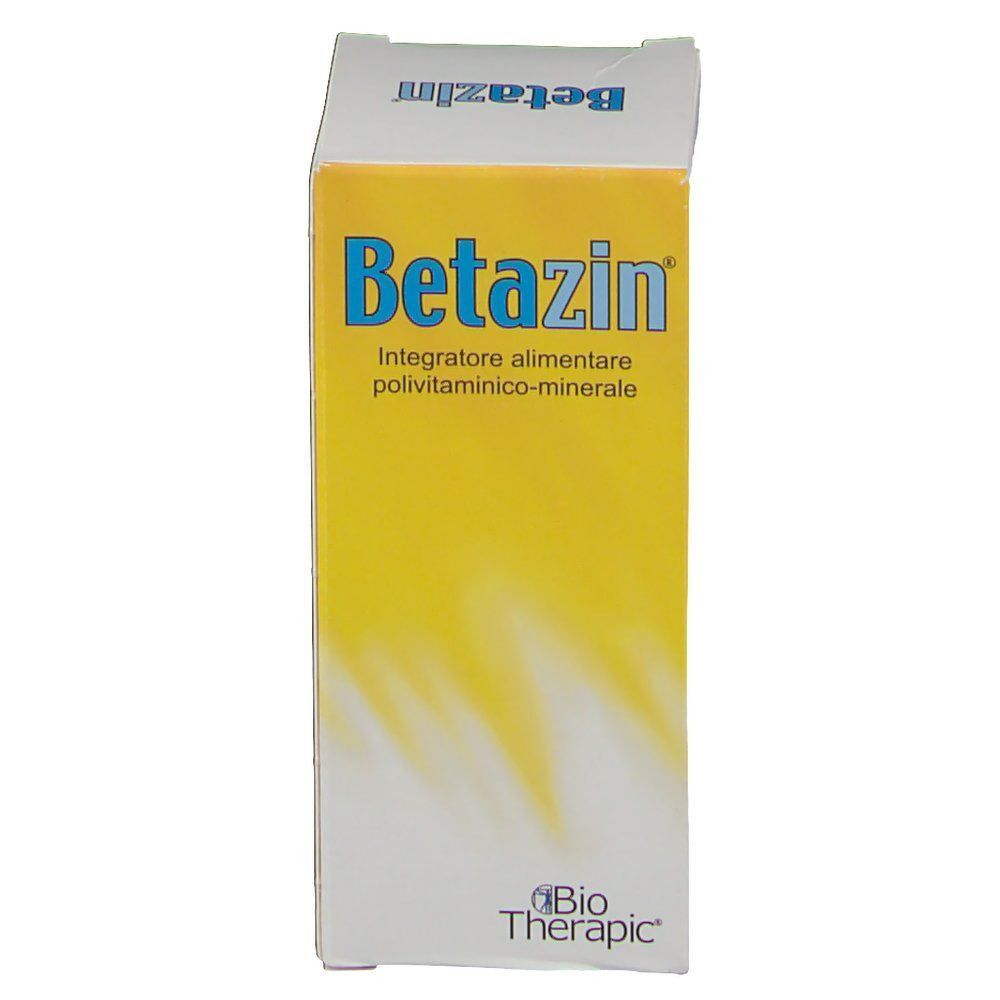 Fronte di una confezione Betazin, integratore alimentare polivitaminico-minerale.