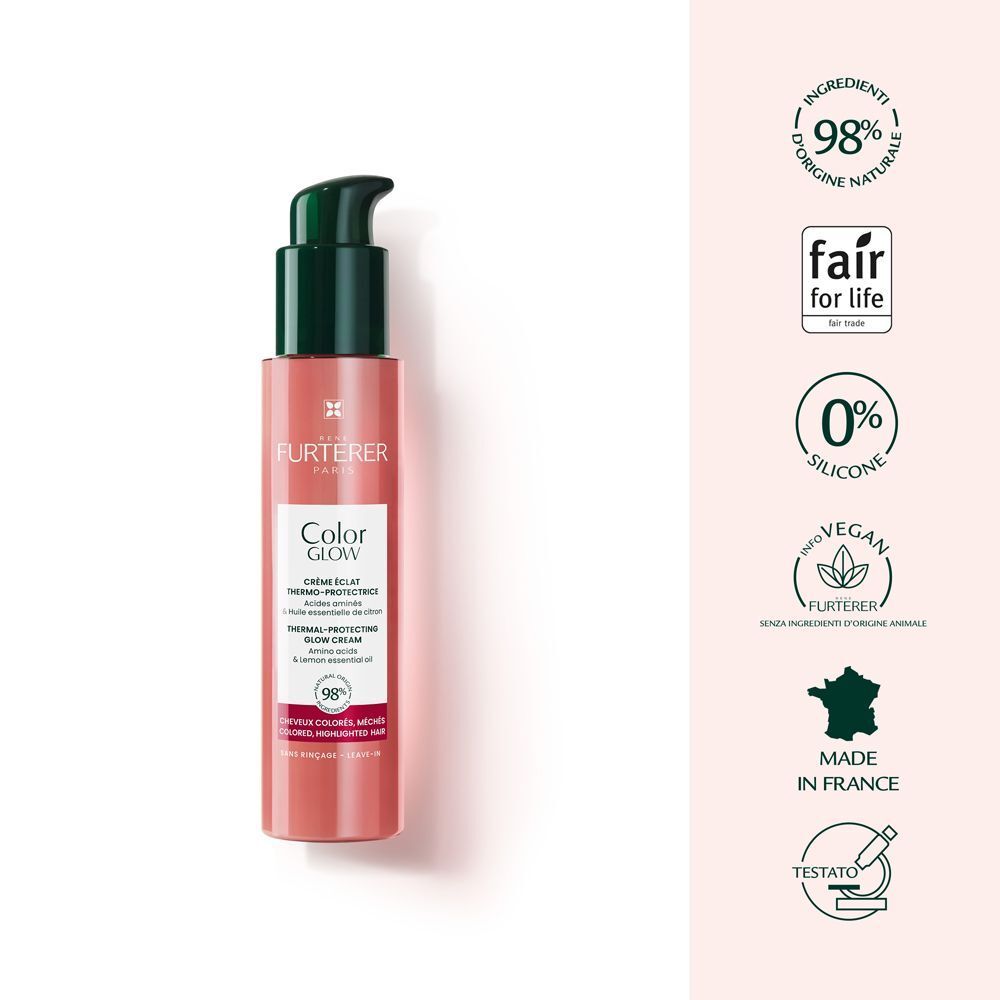 Crema René Furterer Color Glow: 98% ingredienti naturali, vegan, senza silicone, Made in France.