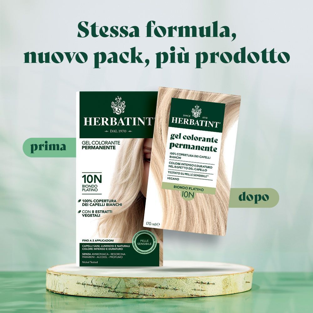 Herbatint Gel Colorante Permanente 10N Biondo Platino: confronto prima/dopo.