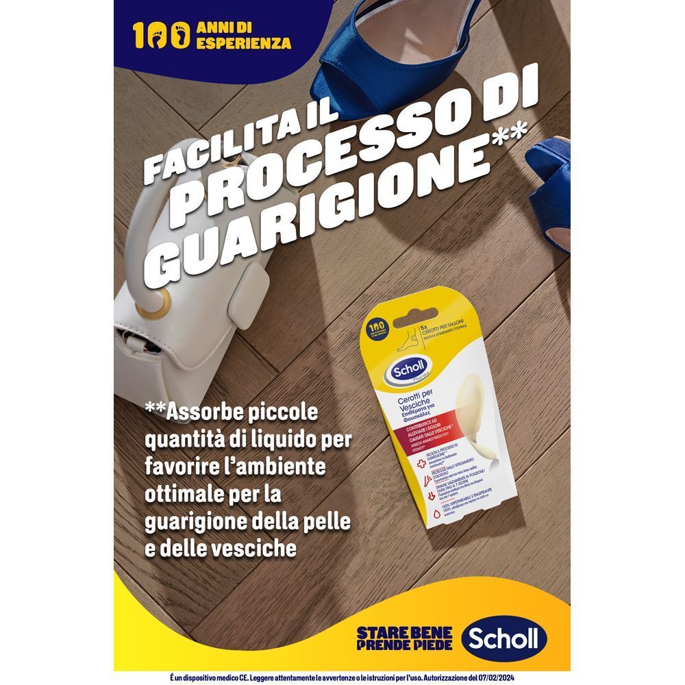 Cerotto Scholl facilita il processo di guarigione delle vesciche. Assorbe liquidi per guarigione ottimale.