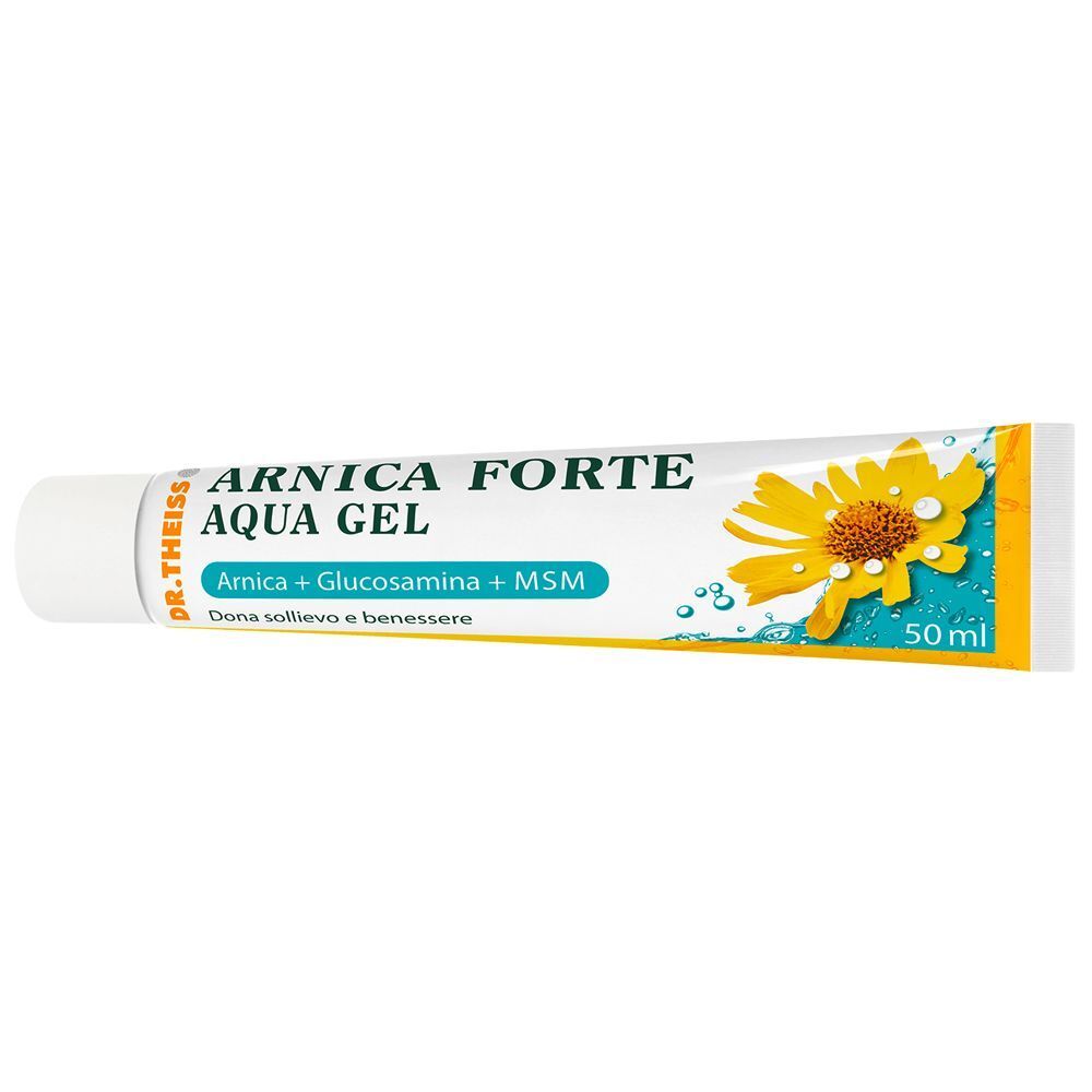 Tubo di gel aqua Arnica Forte con girasole e indicazione 50ml.