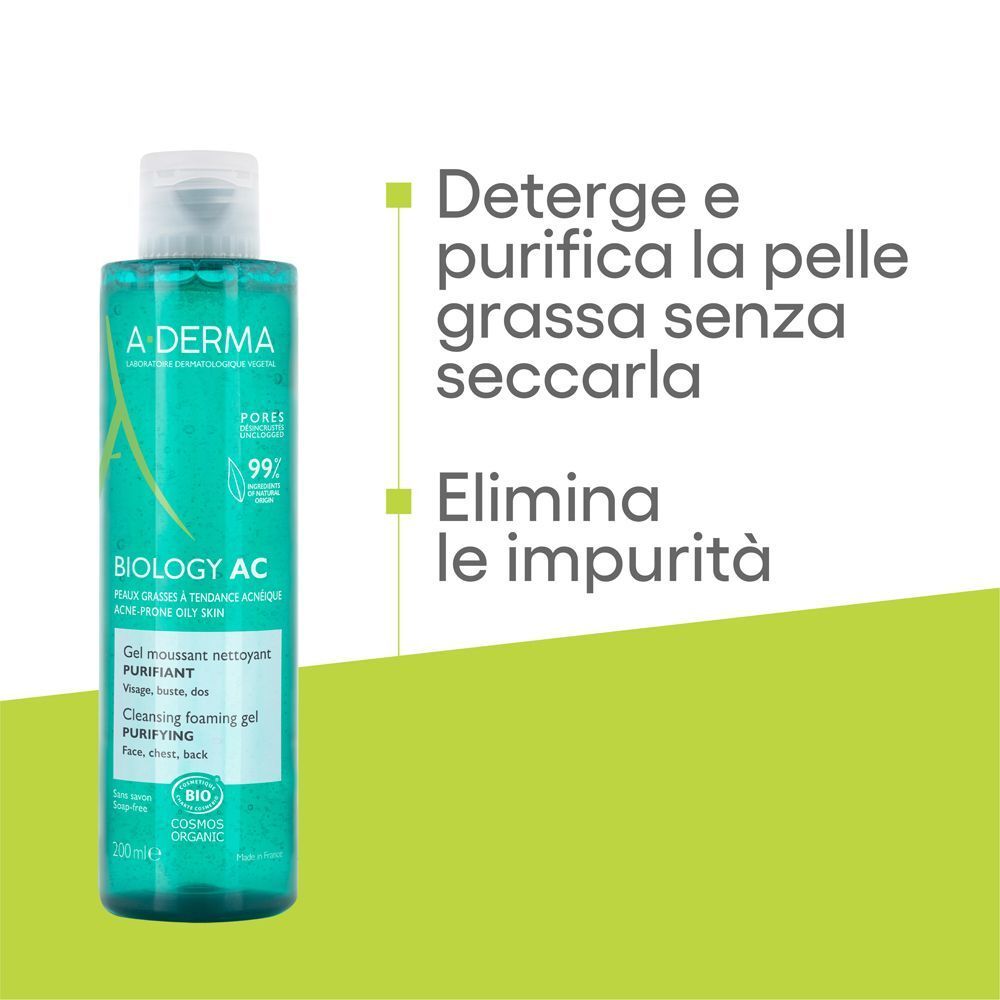 Il gel A-Derma Biology AC deterge e purifica la pelle grassa senza seccarla.