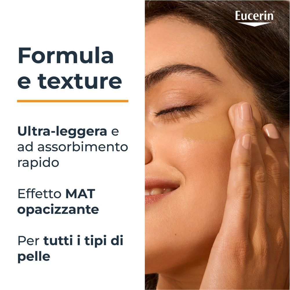 Eucerin Hydro Protect: formula ultra-leggera, rapido assorbimento, effetto opacizzante.