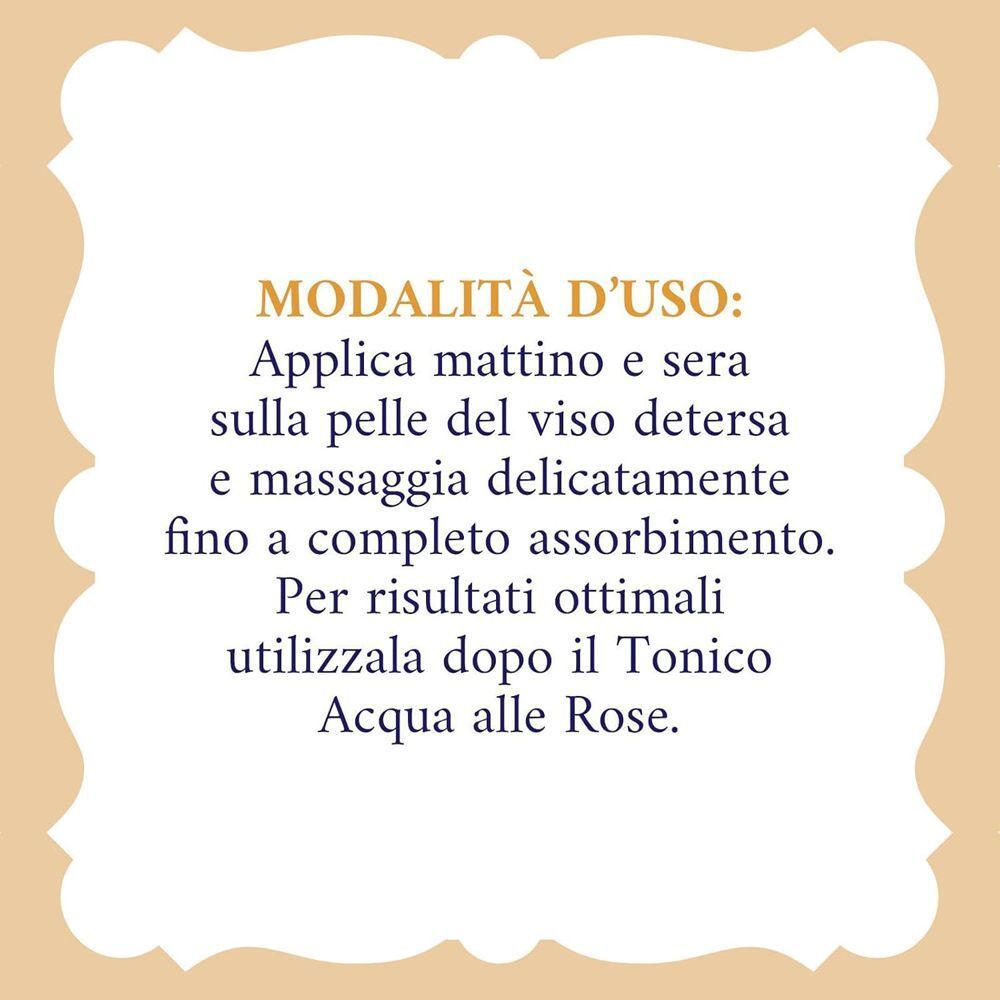 Crema viso Acqua alle Rose: modalità d'uso mattina e sera.