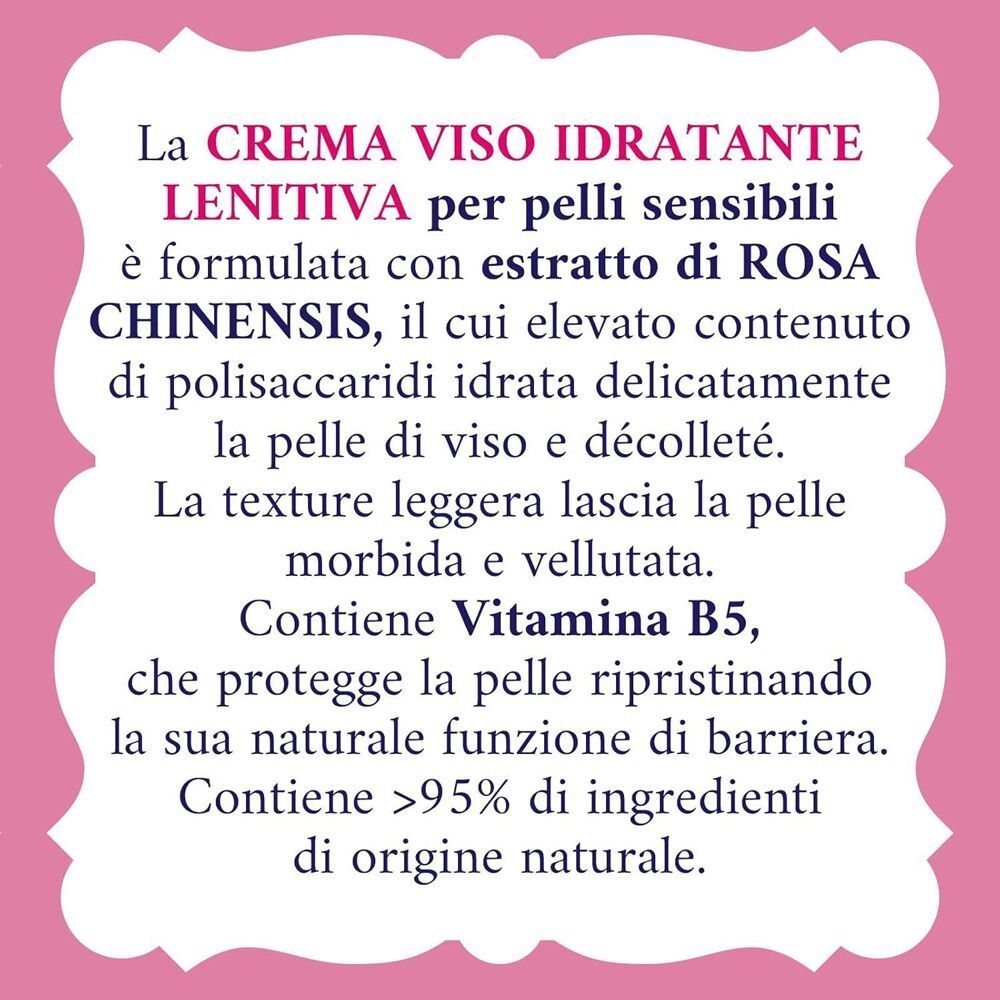 Descrizione del prodotto crema viso idratante lenitiva per pelli sensibili.