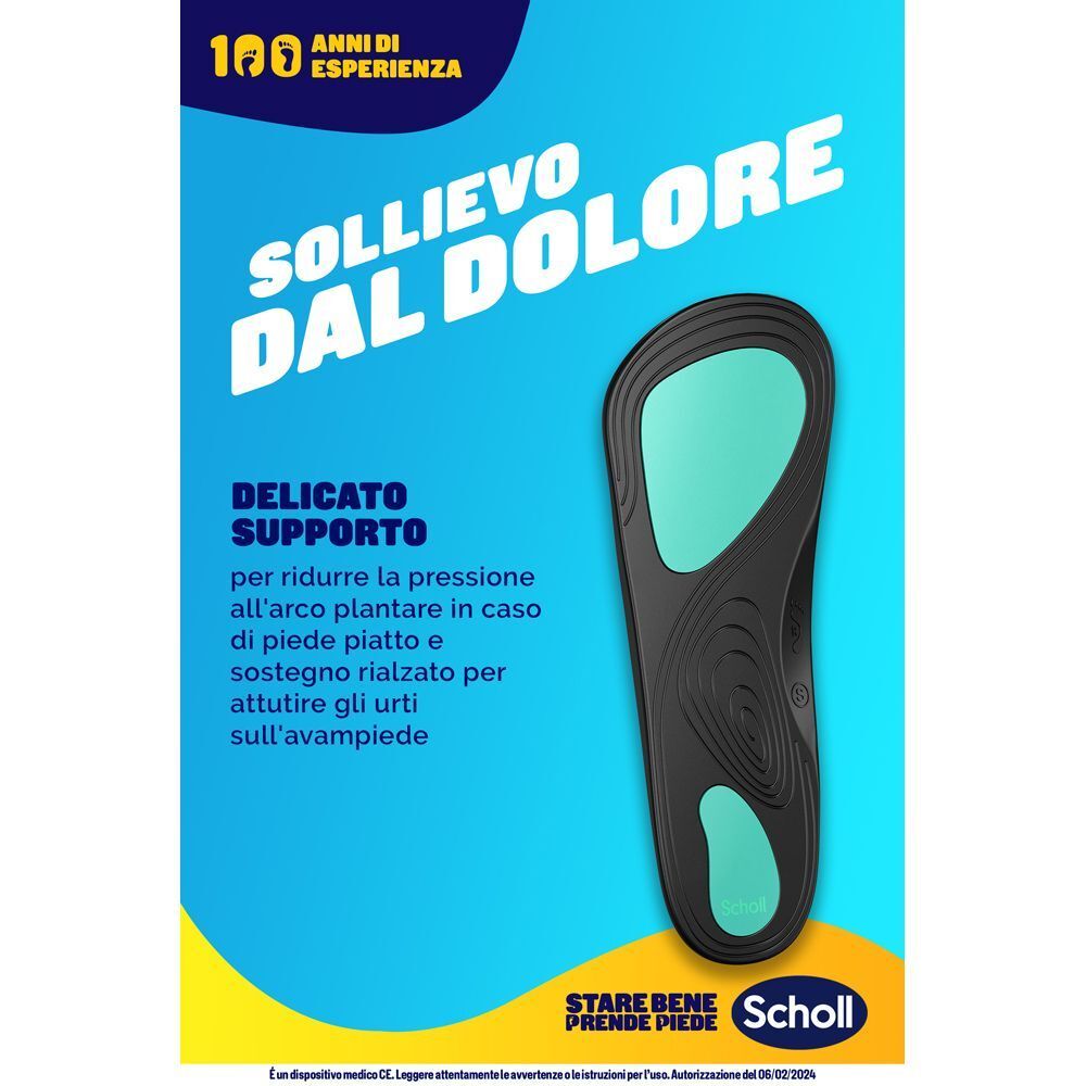 Soletta Scholl con supporto per alleviare il dolore all'arco plantare.