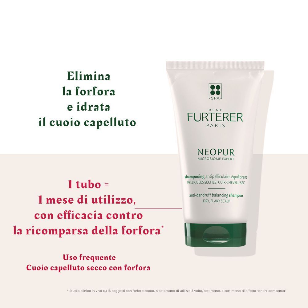 Un tubo di Shampoo René Furterer Neopur con testo in italiano.