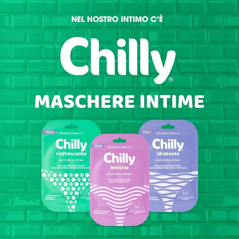 Tre diverse maschere intime Chilly: rinfrescante, lenitiva, idratante.