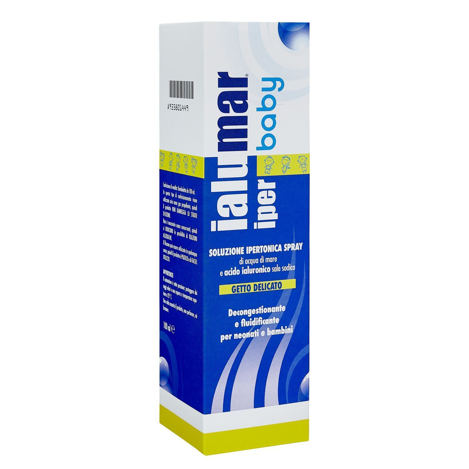 Una confezione di spray nasale Ialumar Iper Baby, lato frontale con informazioni sul prodotto.