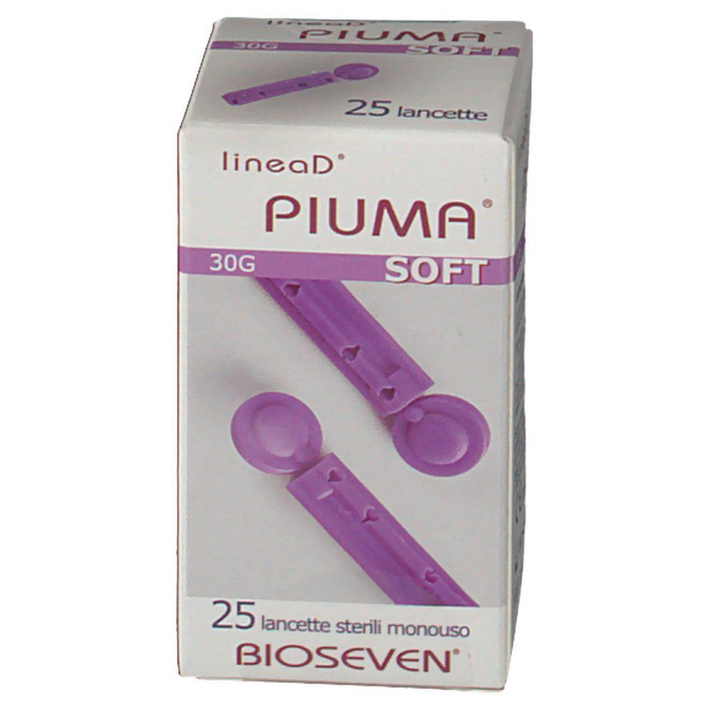 Scatola di lancette LineaD Piuma Soft, 30G, 25 pezzi. Primo piano delle lancette.
