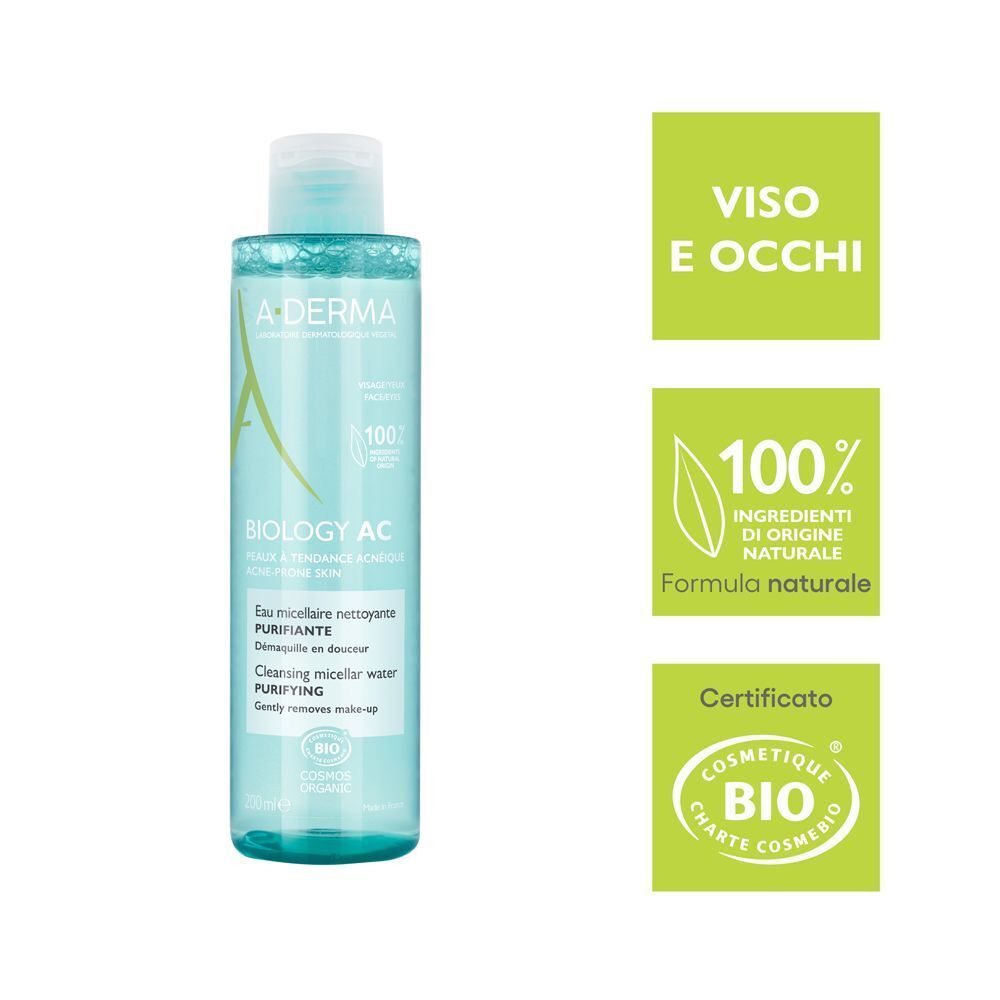A-Derma Biology AC: per viso e occhi, 100% ingredienti di origine naturale, certificato Bio.