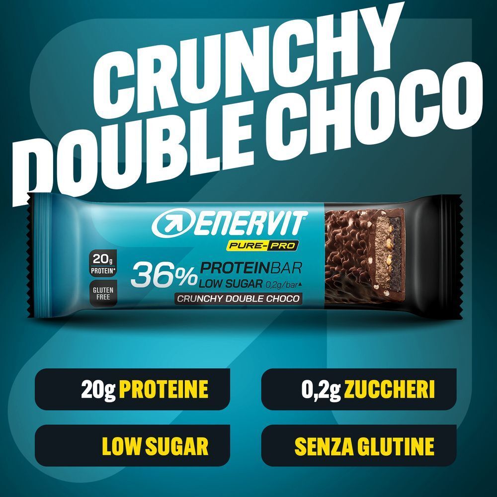 Barretta proteica ENERVIT: 20g Proteine, 0,2g Zuccheri, Low Sugar, Senza Glutine.