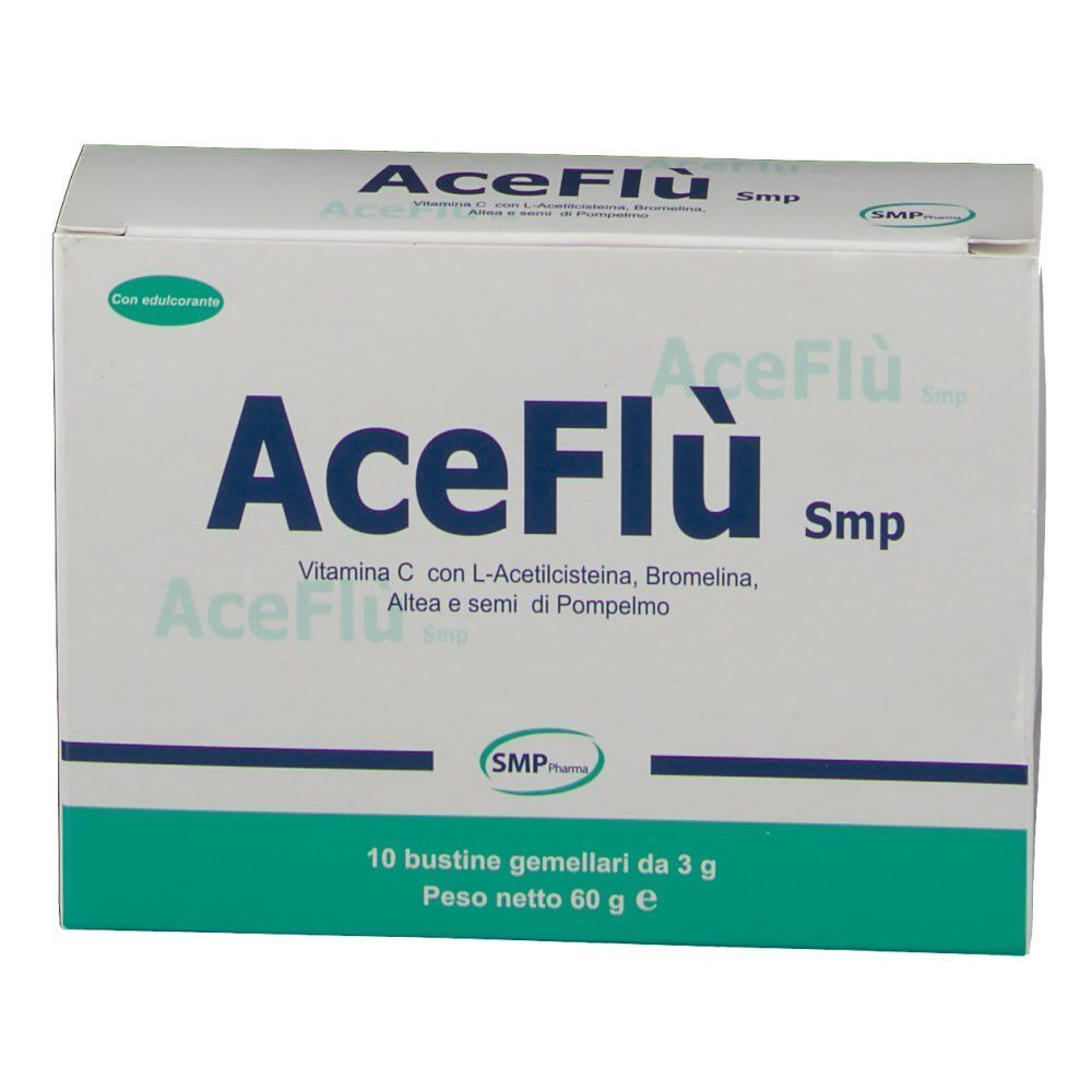 Fronte di una confezione AceFlú Smp con informazioni sul prodotto.