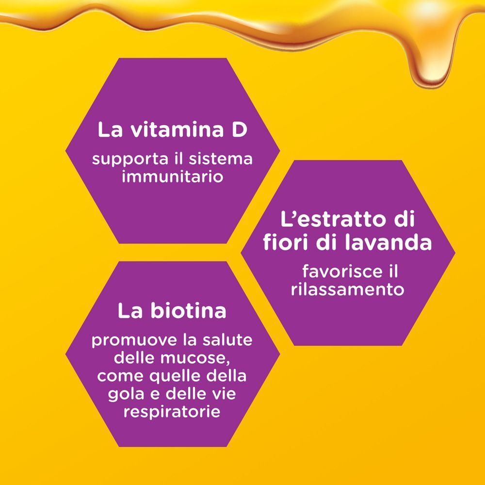 Sciroppo Notte Zarbee's Difese Immunitarie Adulti: Vitamina D per immunità, estratto di lavanda per rilassamento.