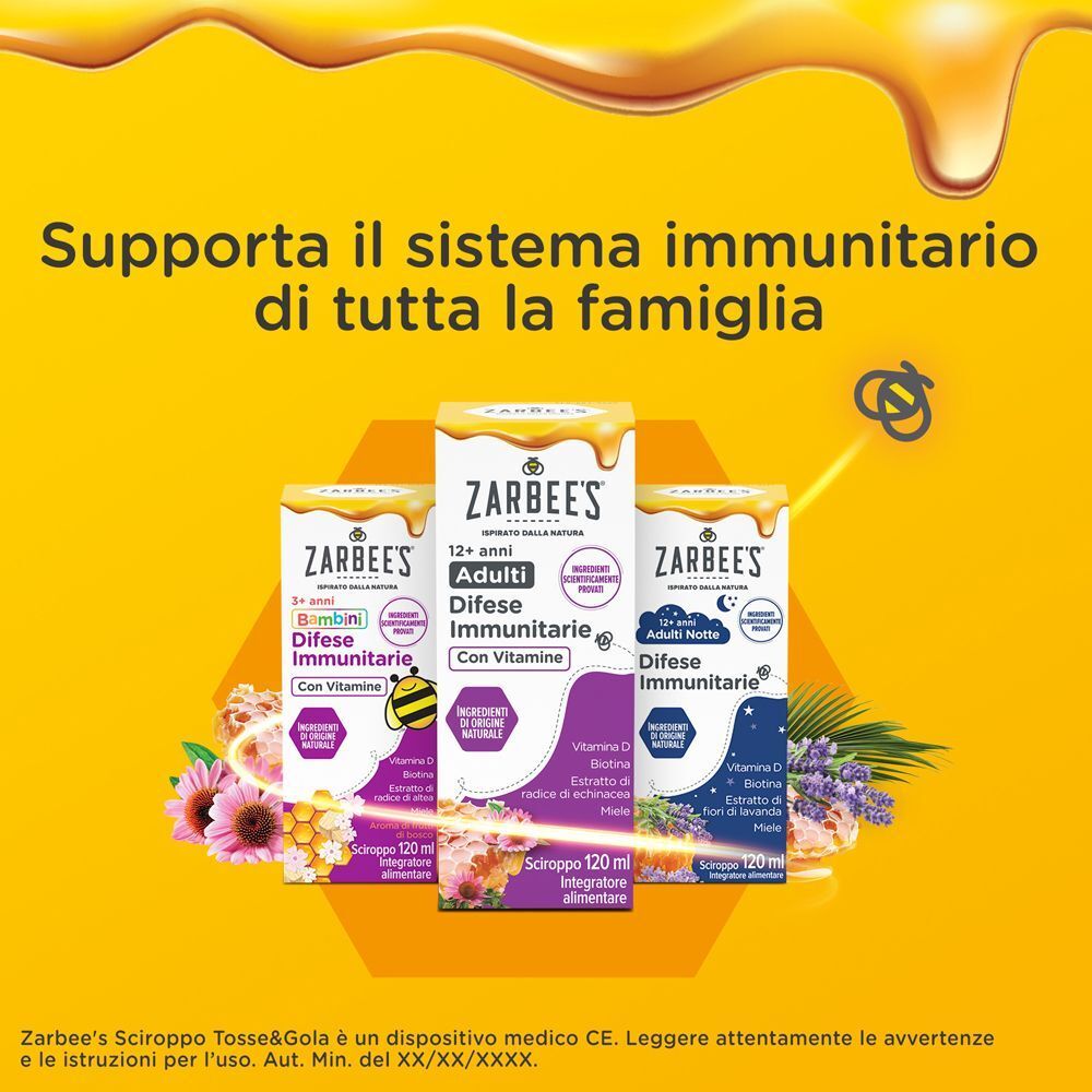 Sciroppo Notte Zarbee's Difese Immunitarie Adulti: Supporta il sistema immunitario di tutta la famiglia.