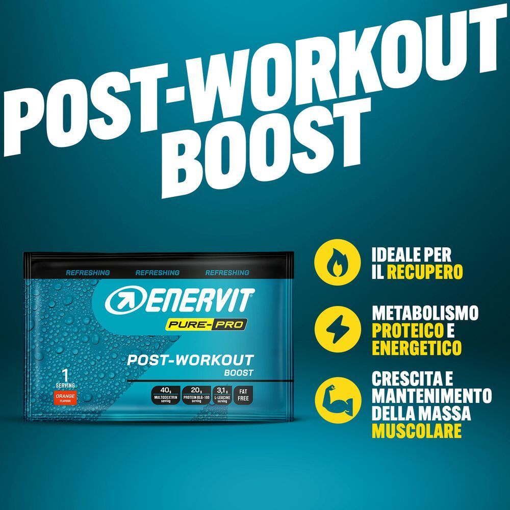 ENERVIT PURE-PRO Post-Workout Boost: Ideale per il recupero, supporta metabolismo e massa muscolare.