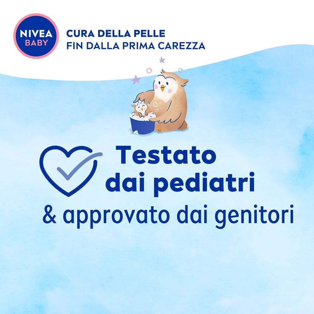 Logo Nivea Baby con testo 'Testato dai pediatri & approvato dai genitori'.