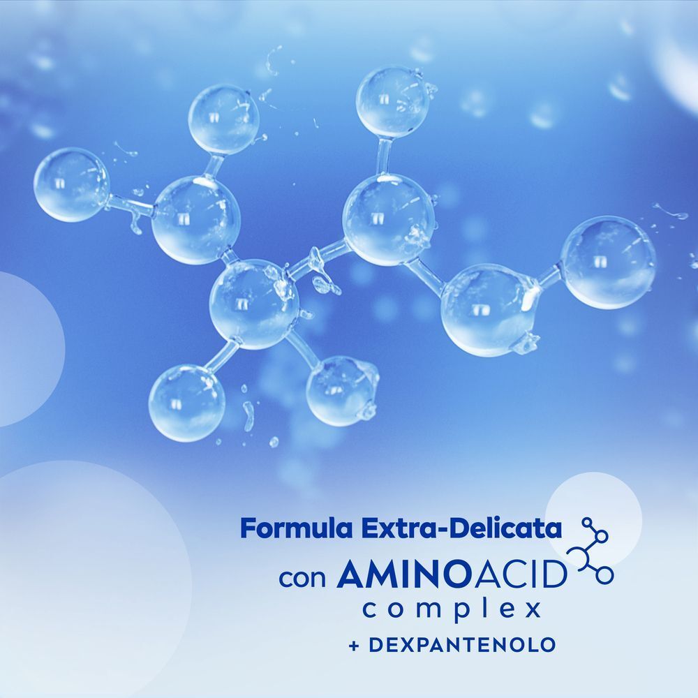 Struttura molecolare con gocce d'acqua, Acqua Micellare Nivea con Aminoacid Complex.
