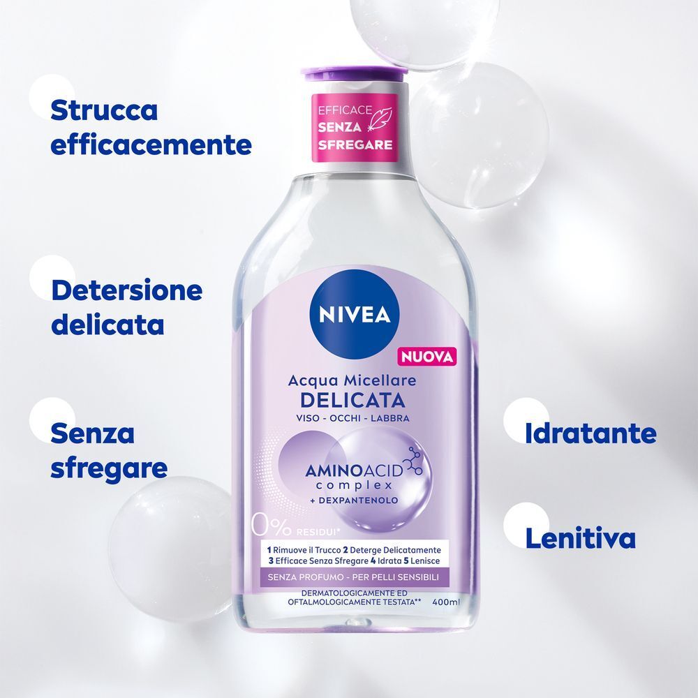 Acqua micellare Nivea Micellair 5in1 con complesso di aminoacidi.