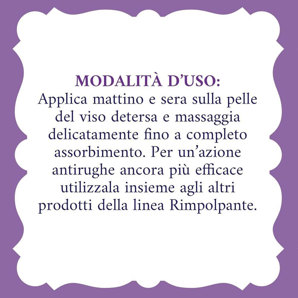 Istruzioni per l'uso della crema viso Acqua alle Rose stampate sulla confezione.