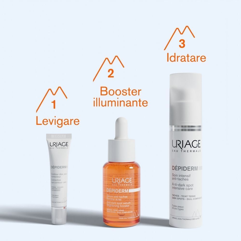 Gamma Uriage Depiderm: Levigare, booster illuminante e idratante.