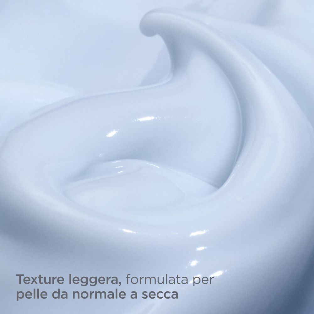 Texture leggera della crema idratante ISDIN Hyaluronic Moisture per pelli da normali a secche.