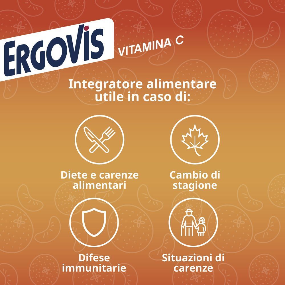 ERGOVIS Vitamina C: integratore alimentare utile per diete, cambio stagione, difese immunitarie, situazioni di carenze.