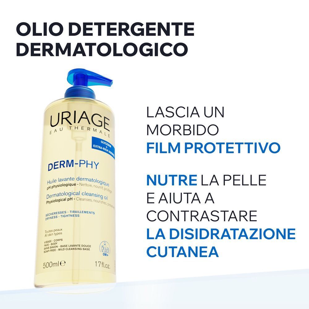 Flacone con pompa di Olio lavante Uriage Derm-Phy, 500ml.
