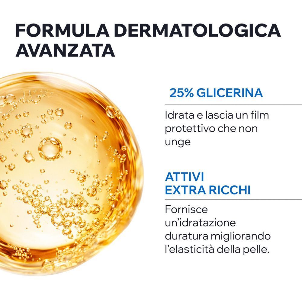 Primo piano dell'Olio lavante Uriage Derm-Phy con glicerina.