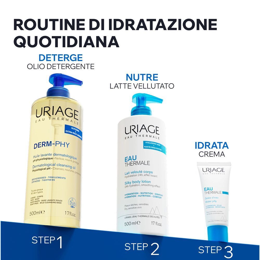 Dermatologa consiglia l'Olio lavante Uriage Derm-Phy per pelli sensibili.