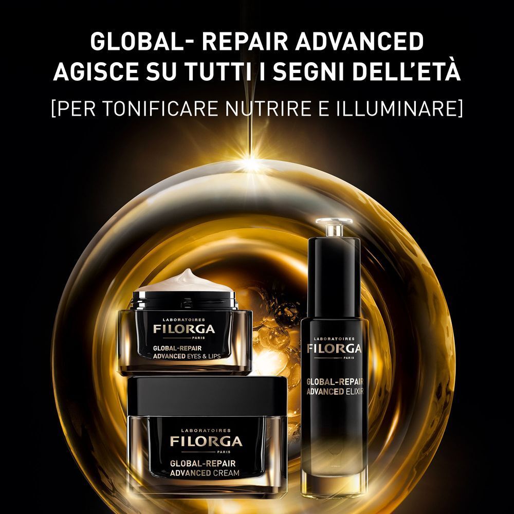 Linea Global-Repair Advanced: Elixir, contorno occhi/labbra, crema.