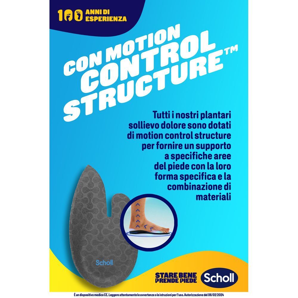 Soletta tallone Scholl grigia con motivo "Motion Control Structure". Piede in sezione.